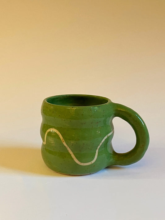 bubble mug - green squiggle